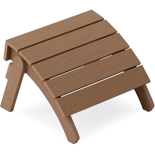 YEFU Adirondack Ottoman, Patio Foot Rest, Adirondack Foot Rest, Folding Adirondack Footstool, Weather Resistant for Adirondack Chair, Widely Used for Outdoor, Porch, Backyard, Garden, Fire Pits-Teak