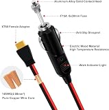 HuaLiSiJi XT60 Zapalniczka samochodowa 12 V, 24 V, 14 AWG, kabel XT60 ze wskaźnikiem LED, wbudowany bezpiecznik 15 A do paneli słonecznych, falownik samochodowy (męski, 3 m)