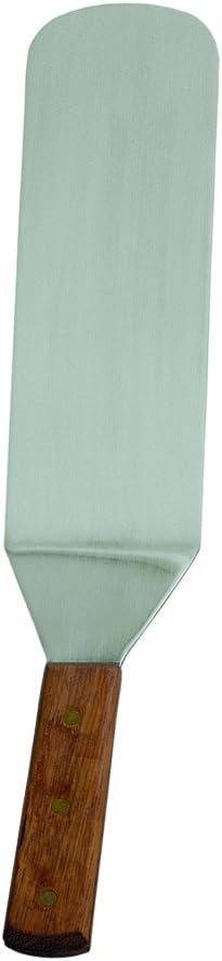 Update International Stainless Steel Solid Flexible Turner with Wood Handle, 14-1/2-Inch