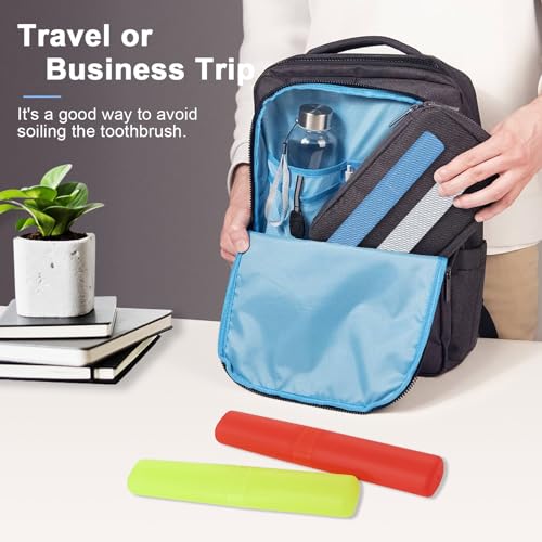 Image of Mulbozy 4 Pack Portable Travel Toothbrush Case, Transparent Breathable Plastic Toothbrush Holder for Home, Travel, Business, Camping, School