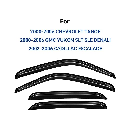 Image of Window Visors Rain Guards for Chevy Tahoe /GMC Yukon 2000-2006, Out-Channel Window Vent Wind Deflectors Visors Shades for 2002-2006 Cadillac Escalade
