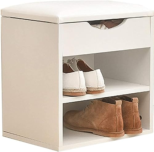 Banc à chaussures d'entrée avec coffre de rangement et siège confortable en bois