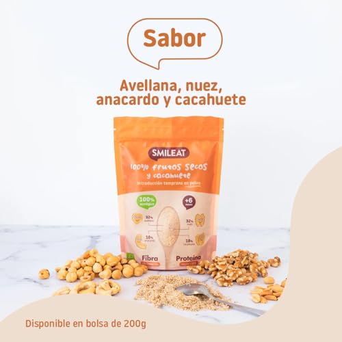 Miniatura 6 de Smileat - Snack De Frutos Secos Y Cacahuetes Molidos - Anacardos, Avellanas Y Nueces Ecológicos - Sin Azúcar Añadido, Sin Gluten - 200g