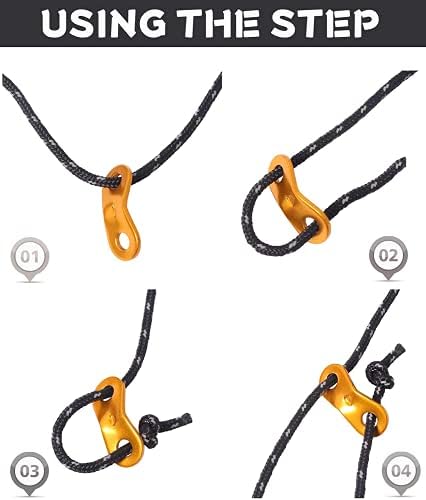 HIKEMAN 6pcs Reflective Tent Guy Ropes - 5mm Tent Guy Line Heavy Duty Guide Rope with Tensioner Adjuster for Outdoor Camping Hiking Awning Tarp Tents (Army Green)