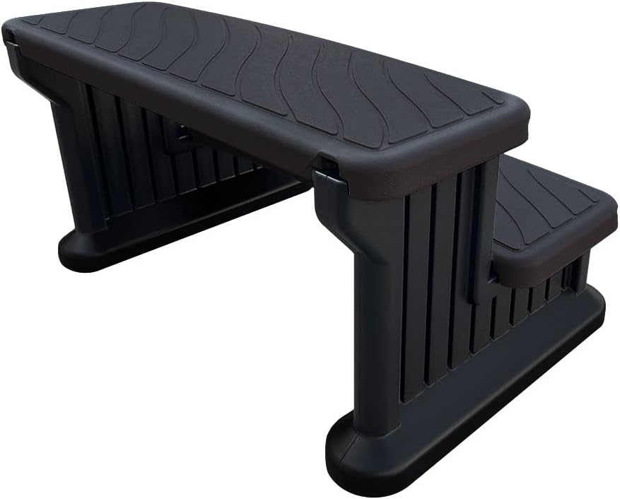 Puri Tech Universal Spa & Hot Tub Outdoor Steps No Slip Grip Support - Black
