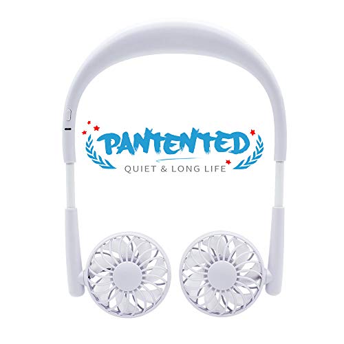 TOA Neck fan hands free fan neck hanging fan electric rechargeable Small Portable Mini Portable Fan USB Charging Fan Neck Fan Easy to Adjust Direction. Suitable for Jogging, Cycling, Outdoor, Working, Traveling (White)