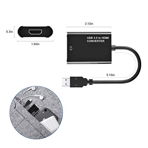 USB to HDMI Adapter, Full HD 1080P USB to HDMI Video Adapter with Audio Output for Multiple Monitors, Compatible with Windows XP 7/8/8.1/10 [ Not Support Mac & Vista ] - Thumbnail 7
