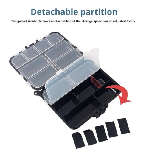 Caja de aparejos para señuelos de pesca, caja transparente visible de almacenamiento portátil con 9 compartimentos individuales, ideal para hombres, padres y principiantes miniatura 7