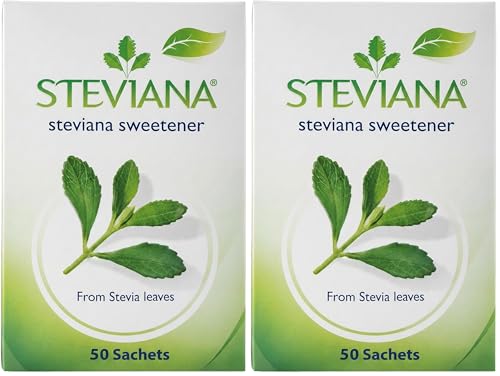 Steviana Natural Sweetener from Stevia Leaves, Zero Calorie - 125g (50 Sachets X 2.5g) (Pack of 2)