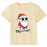 Toddler Christmas Shirts Boys Girls Christmas Santa Sunglasses Tshirt Funny Xmas Graphic Tee Tops Holiday Outfit 3T