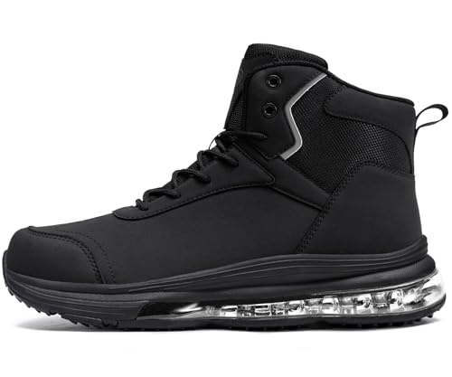 Image of LARNMERN Steel Toe Work Boots Men Waterproof Non Slip Shoes Comfortable Lightweight Side Zipper Industrial Safety 6 Inch Boots 51763 (10 Men, Black)