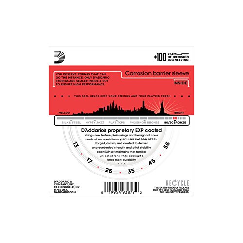 Image of D'Addario EXP12 Coated 80 /20 Bronze Acoustic Guitar Strings, Medium, 13-56