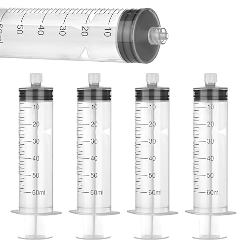 60 ml Luer Lock Syringe for Liquids, Syringe with Cap, 10 Pack Individually Wrapped