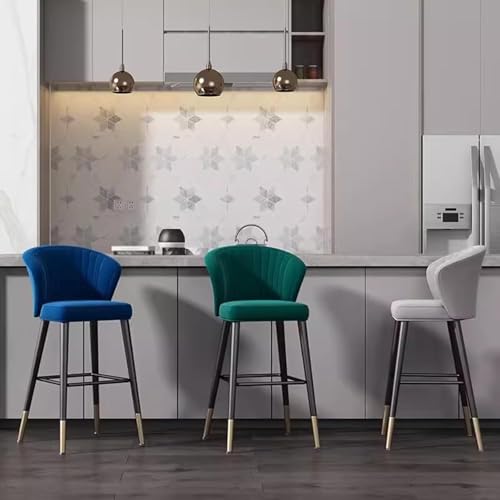 Tabourets de bar vert 75 cm chaises cuisine velours et pieds fer - 2