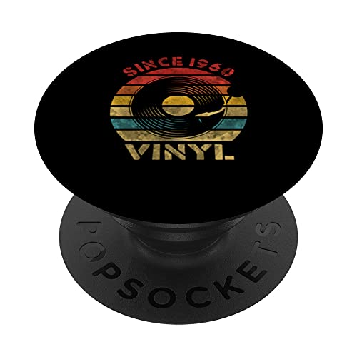 Since 1960 Vinyl Retro Record Vintage Music PopSockets Swappable PopGrip, Black
