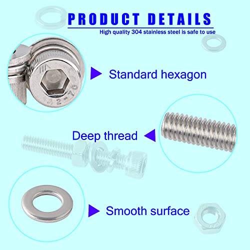 HVDHYY M5 M6 M8 Nut and Bolt set Machine Screws & Nuts Assortment kit 304 Stainless Steel Hex Socket Button with a Reusable Storage Box (300pcs) - Image 3