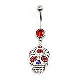 BodyJewelryOnline Belly Button Ring with Sugar Skull Design 14g