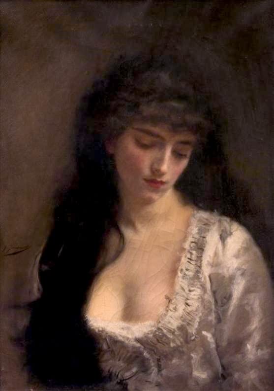 Affiche toile portrait de femme de Gustave Jean Jacquet pour decoration murale de salon
