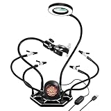 Helfende Hände & Heißluftpistolenhalter, Lötstation mit 3X Lupenlampe, dritte Hand Schraubstockhalter Basis zum Schweißen Reparatur Hobby DIY
