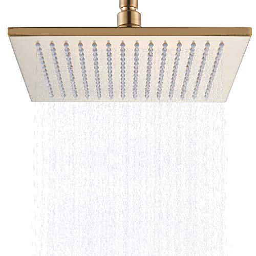 Senlesen Bathroom Rainfall Shower Head 16 Inch Square Overhead Replacement Head Brushed Gold #TOP28