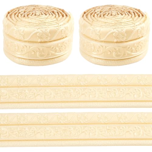 GORGECRAFT 4.6Mx8cm Moulure de Plinthe en Mousse Flexible Bordure de Bordure Murale 3D Plinthes Couronne Peler et Coller Bordure de Papier Peint Auto Adhésive Goldenrod Bordure de Base de Mur Miroir