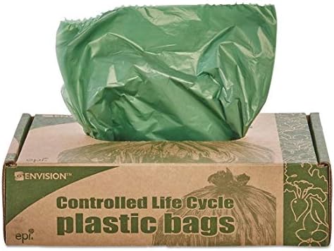 Stout Eco-Degradable Plastic Trash Garbage Bag, 33gal, 1.1mil, 33 x 40, Green, 40/Box