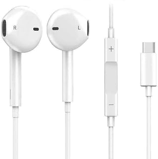 USB C Headphones | Type C Earphones | HiFi Stereo Noise Reduction Type C Earphones | In Ear Wired Earbuds with Mic & Volume Control compatible with Samsung S20 Mate 20, Google Pixel. (White)