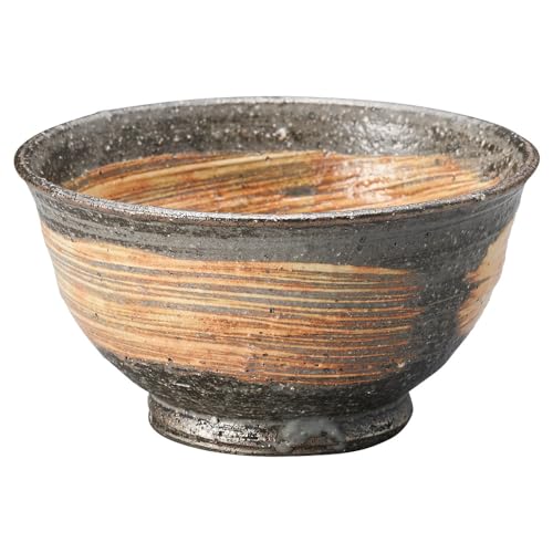 丸伊製陶 信楽焼 へちもん 茶碗 ご飯茶碗 直径約12cm 荒刷毛 ブラウン MR-3-4557