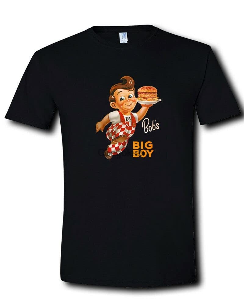 Bob's Big Boy Restaurant Vintage Logo s Burger Black T Shirt S 2XL