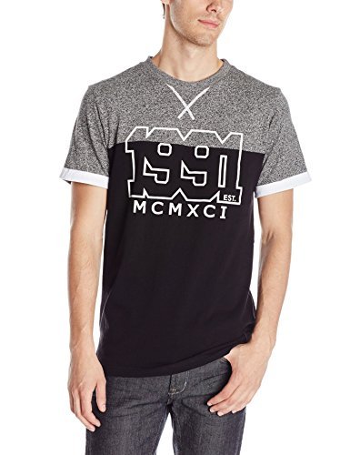 Southpole Men's Short Sleeve T-Shirt Marled Cut and Sewn with Prints