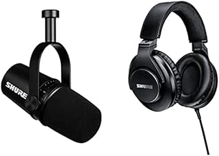 Shure MV7 USB/XLR Dynamic Microphone + SRH440A Headphones for Podcasting, Recording, Streaming & Gaming, Built-In Headphone Output, Voice-Isolating Technology - Black