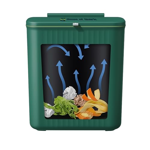 Image of House of Quirk Plastic Hanging Trash Can With Lid, Double-Sided Open Design, Cabinet Door Hanging Wall Storage Bucket for Kitchen (9 Litre Green)