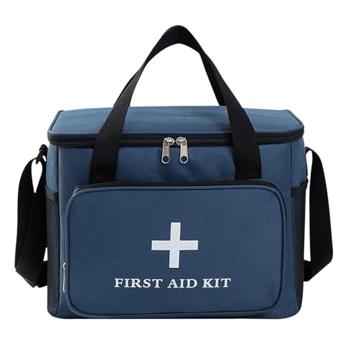 FYting Reseapoteksväska 14 l, medicinväska XXL, första hjälpen väska tom, med handtag/crossbody axelrem, vattentät, för hem, skola, bil, resor, camping, vandring (marin)