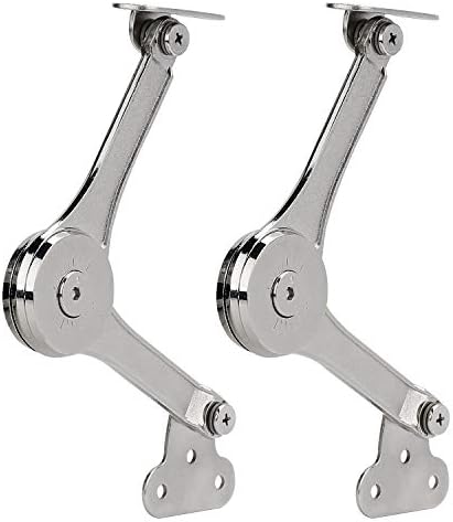Heavy Duty Hinge with Soft Close 50lb/2pcs Folding Lid Stay Hinge for Cabinet, Kitchen Wardrobe Toy Chamber Silver