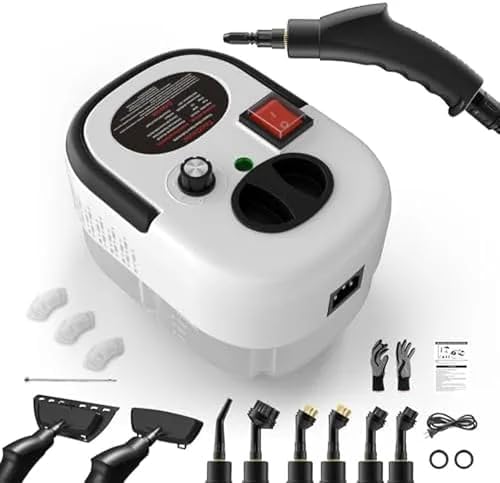 2500W High Pressure Handheld Steam Cleaner - Portable Multi-Purpose Steamer for Car, Kitchen, Upholstery, Grout, Tile & Bathroom Cleaning