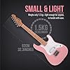 SONICAKE 30" Electric Guitar for Beginner, Light Weight and Junior Size Solid Wood Body with Humbucker Pickup, one Piece Wood Neck & Fingerboard, Rounded Fret Ends, Pink #4