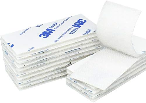 Hook and Loop Pads, 15 Pcs Double Sided Pads Heavy Duty White Pad Reusable Fastening Tape Strong Adhesive Pads Hook Loop Tape for Car, Walls and Floor, Rectangle