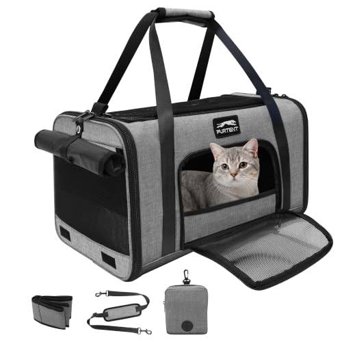 Soft Sided Cat Carrier Airline Approved up to 15lbs, 17x11x9.5 Inch Ventilated…
