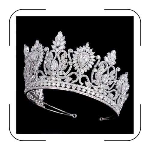 QXMYOO Quinceanera Pageant Crown Zircon Floral Bridal Tiara for Women