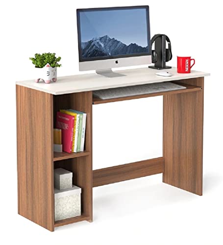 Image of MAMTA DECORATION Engineered Wood Writing Study Table with Storage Wooden Computer Tables Office Desk for Home (White Finish)