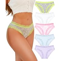 Sth Big Culotte Femme Coton Dentelle Slip Sexy sous Vetements Feminins 5 Pack(M)