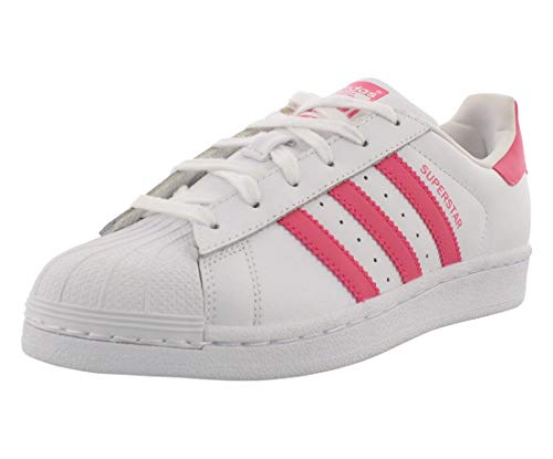 adidas Originals Unisex Superstar Running Shoe White/Real Pink/Real Pink, 7 Medium US Little Kid