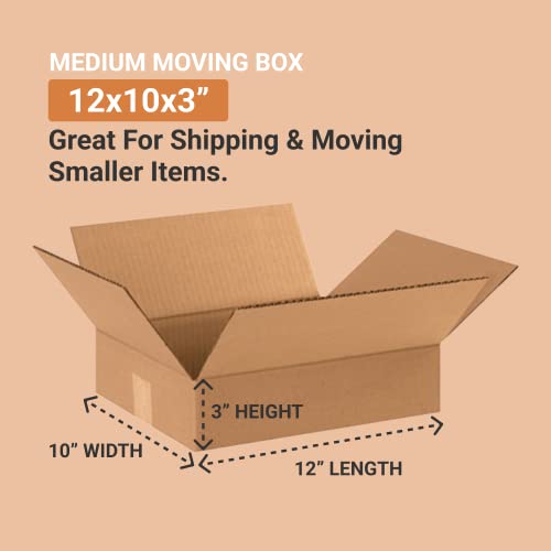 Aviditi 12 X 10 X 3 Corrugated Cardboard Boxes, Flat 12"L X 10"W X 3"H, Pack Of 25 | Shipping, Packaging, Moving, Storage Box For Home Or Business, Strong Wholesale Bulk Boxes #TOP1
