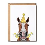 SMHGifts Horse Card - Horse Birthday Card - Birthday Card For Horse Lovers - Greeting Card - Card For Family Friends - Happy Birthday Card - Cute Card