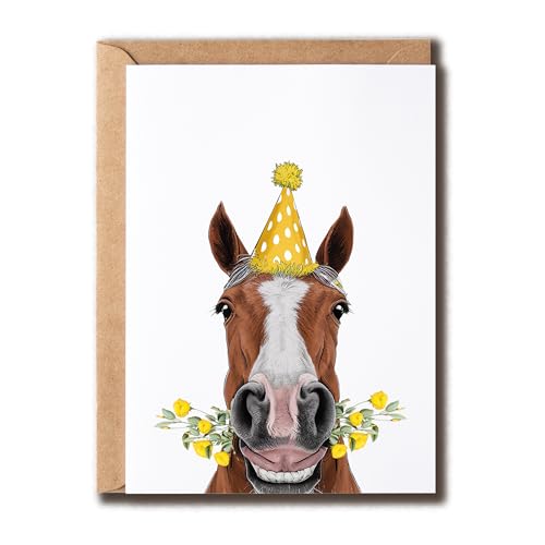 SMHGifts Horse Card - Horse Birthday Card - Birthday Card For Horse Lovers - Greeting Card - Card For Family Friends - Happy Birthday Card - Cute Card