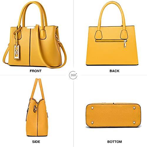 COCIFER Purses and Handbags for Women Shoulder Tote Bags Top Handle Satchel (lemon)