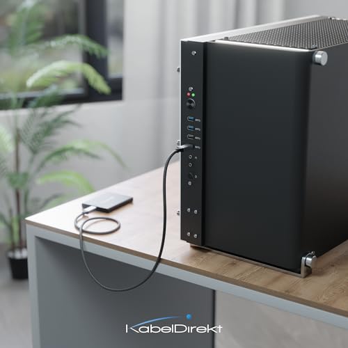 KabelDirekt – Cable USB-C Todo en Uno, USB 3.2 Gen 2, Conectores Metálicos + Diseño Trenzado – 0,6m (20 Gbit/s para Datos/Video, Carga Rápida 240 W, Cable Universal para Datos/Carga/Monitor, Negro) - imagen 4