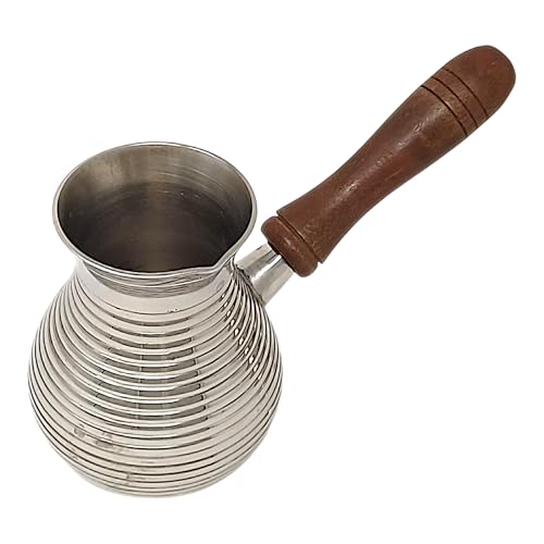 Madacha Coffee Pot Cezve/Turka 300 ml Gold Brass/Nickel Removable Wooden Handle