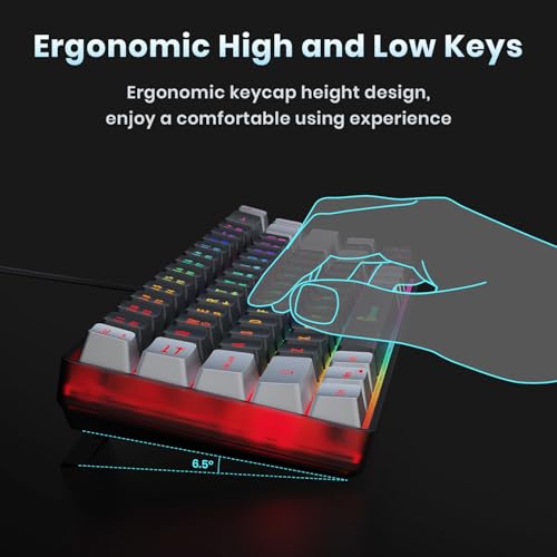GEODMAER 65% Gaming Keyboard, LED Backlit Mini Wired Gaming Keyboard, Ultra-Compact Anti-Ghosting No-Conflict 68 Keys Gaming Wired Keyboard for PC Laptop Gamer by GEODMAER - Image 6