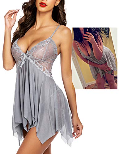Avidlove Babydoll Lingerie For Women Wedding Nightie Bridal Nightdress Sexy Sleepwear Grey #TOP1